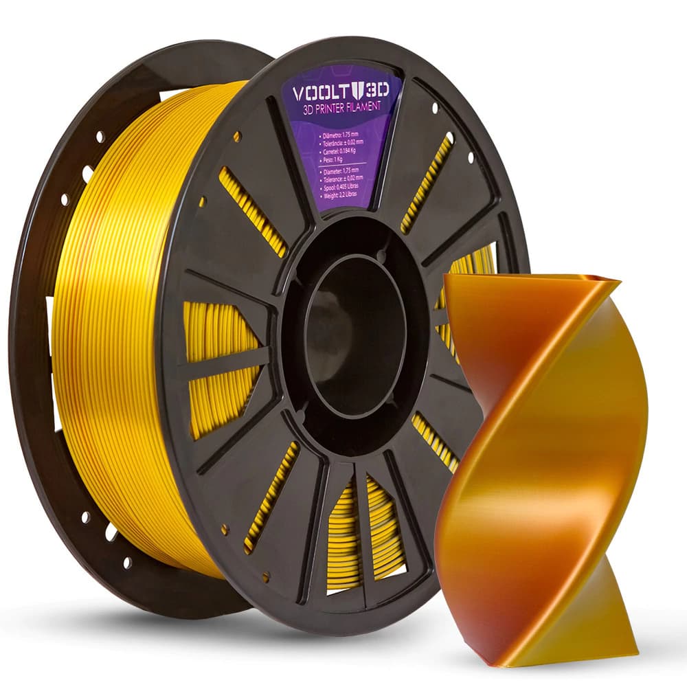 Filamento PLA Tri Color Bronze / Prata / Ouro V-Silk High Speed Premium - 1Kg