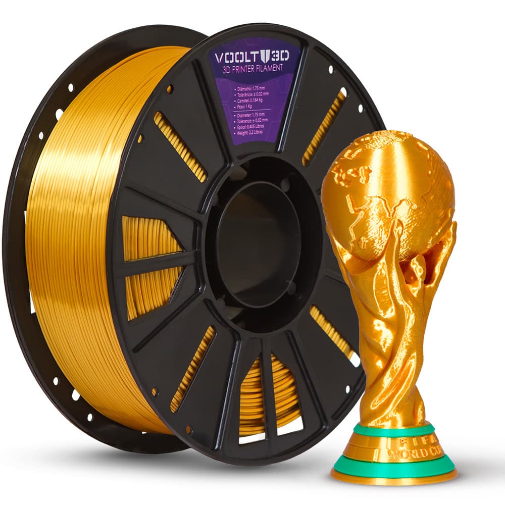 Filamento PLA Dourado Ultrasilk V-Silk High Speed Premium - 1Kg