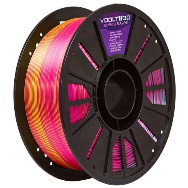 Filamento PLA Tri Color Dourado / Rosa Choque / Verde V-Silk High Speed Premium - 1Kg — 3