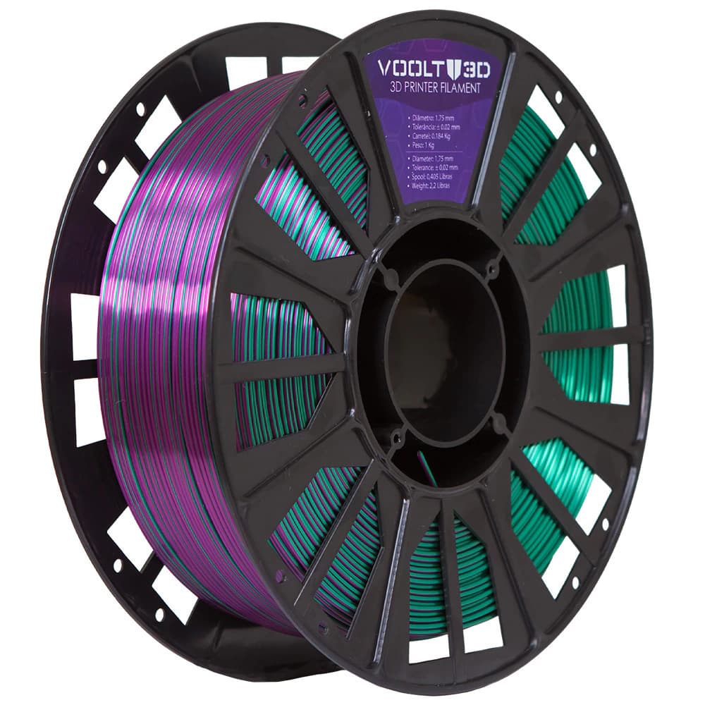 Filamento PLA Duo Color Shadow Verde com Ametista V-Silk - 1Kg